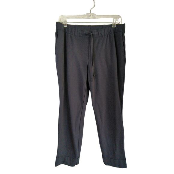 J JIll Cropped Pants Womens M Petite Blue Knit Elastic Waist Drawstring Cuffed - Picture 1 of 11